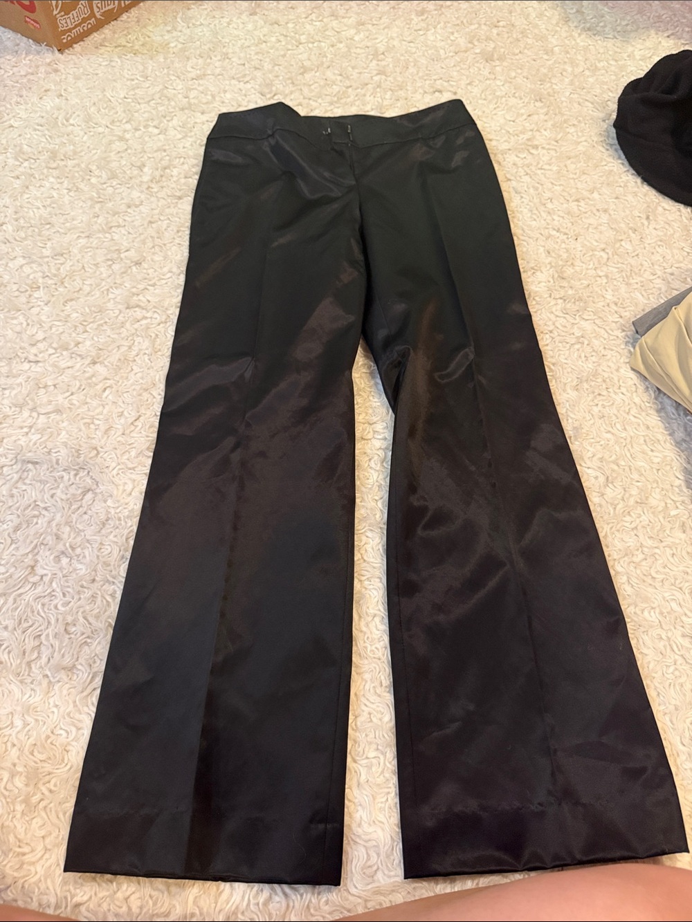 BCBGMaxAzria Black Boot-Cut Satin Trousers